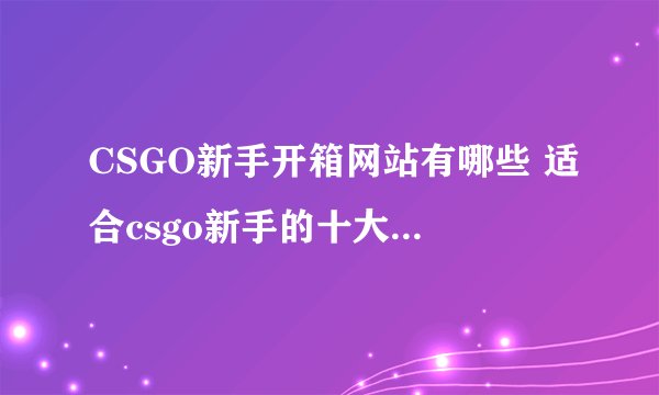 CSGO新手开箱网站有哪些 适合csgo新手的十大开箱网站推荐