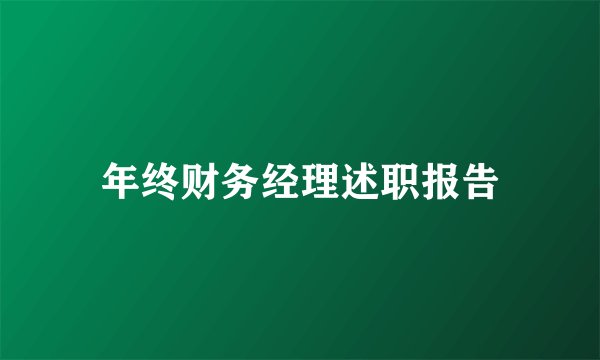 年终财务经理述职报告