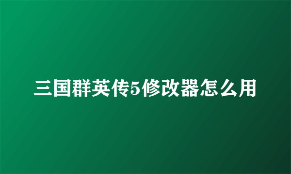 三国群英传5修改器怎么用