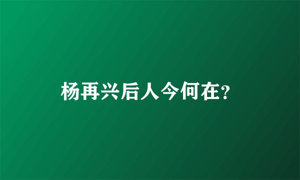 杨再兴后人今何在？