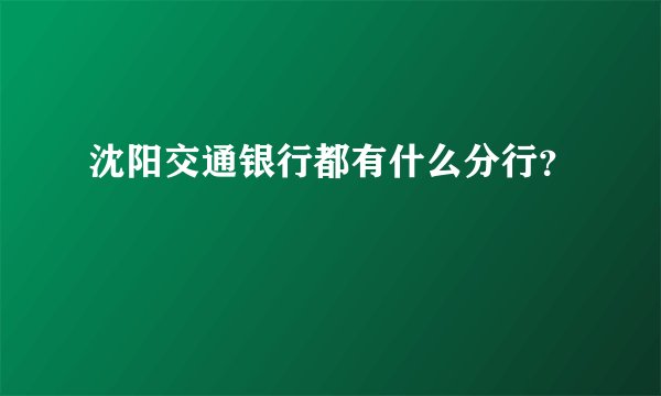 沈阳交通银行都有什么分行？