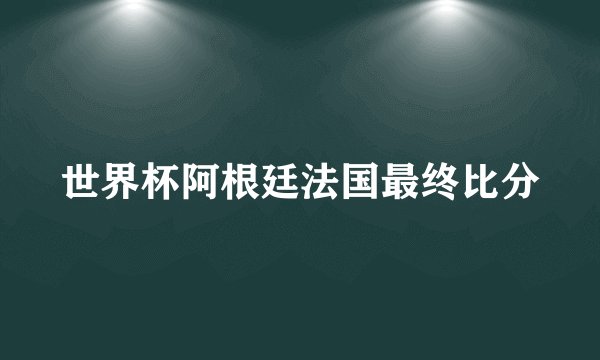世界杯阿根廷法国最终比分