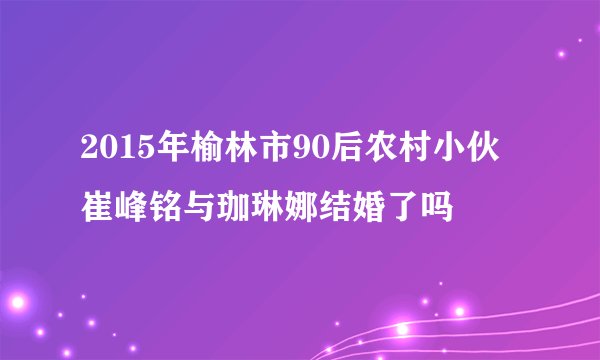 2015年榆林市90后农村小伙崔峰铭与珈琳娜结婚了吗