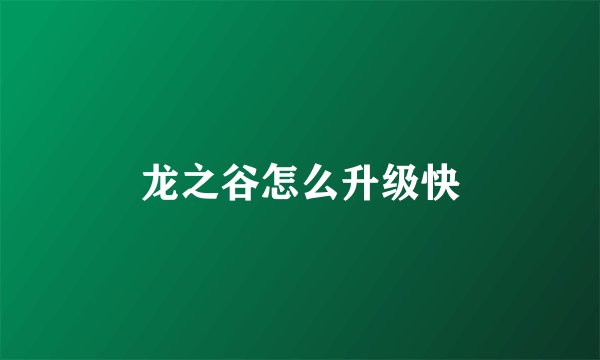龙之谷怎么升级快