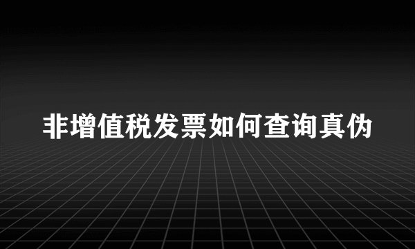 非增值税发票如何查询真伪