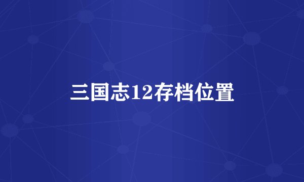 三国志12存档位置