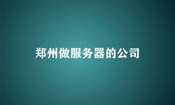 郑州做服务器的公司