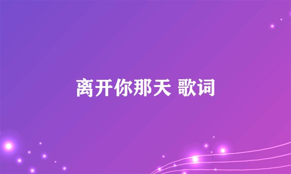 离开你那天 歌词