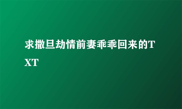 求撒旦劫情前妻乖乖回来的TXT