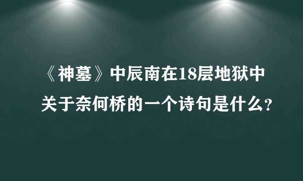 《神墓》中辰南在18层地狱中关于奈何桥的一个诗句是什么?
