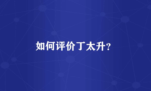 如何评价丁太升？