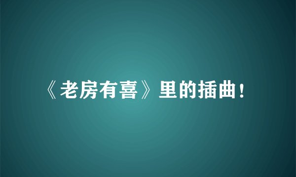 《老房有喜》里的插曲！