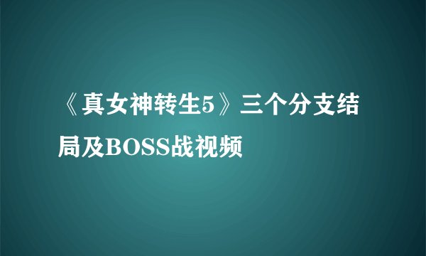 《真女神转生5》三个分支结局及BOSS战视频