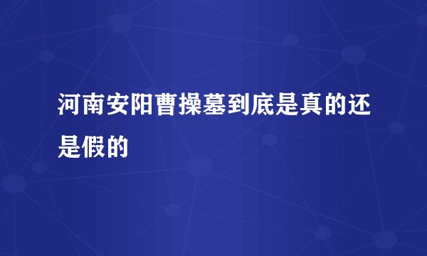 河南安阳曹操墓到底是真的还是假的