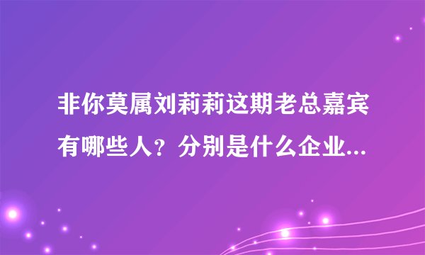 非你莫属刘莉莉这期老总嘉宾有哪些人？分别是什么企业的老总？