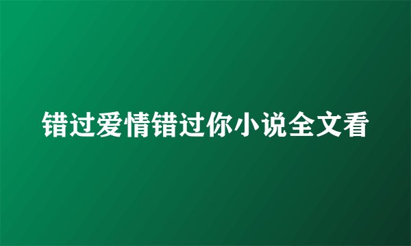 错过爱情错过你小说全文看