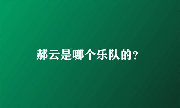 郝云是哪个乐队的？
