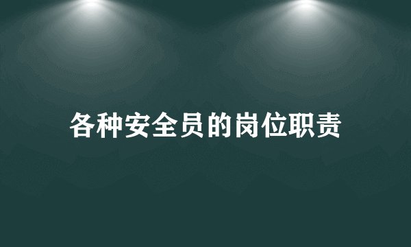 各种安全员的岗位职责