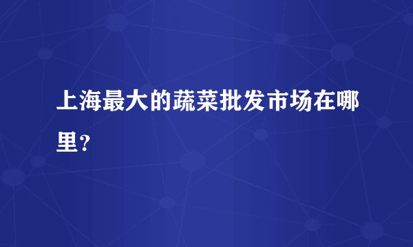 上海最大的蔬菜批发市场在哪里？