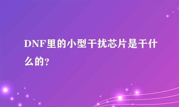 DNF里的小型干扰芯片是干什么的？