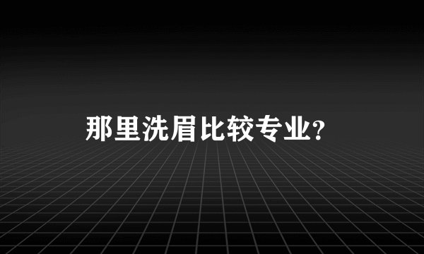 那里洗眉比较专业？
