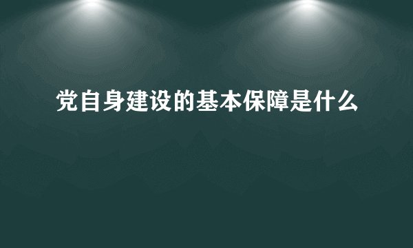 党自身建设的基本保障是什么