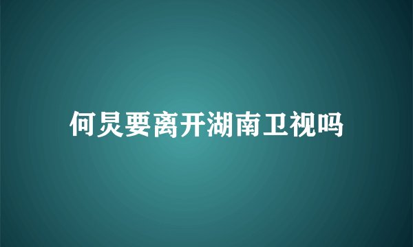 何炅要离开湖南卫视吗