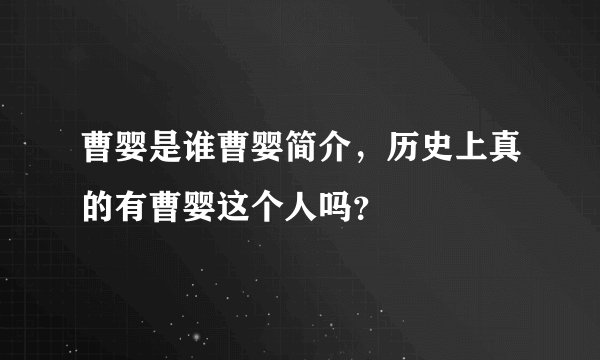 曹婴是谁曹婴简介，历史上真的有曹婴这个人吗？