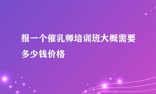 报一个催乳师培训班大概需要多少钱价格