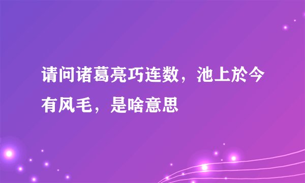 请问诸葛亮巧连数，池上於今有风毛，是啥意思