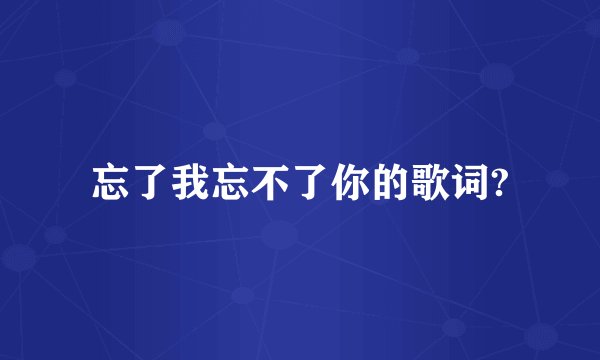 忘了我忘不了你的歌词?