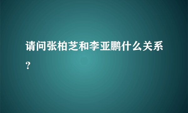 请问张柏芝和李亚鹏什么关系？