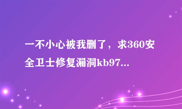 一不小心被我删了，求360安全卫士修复漏洞kb976932和kb976902，求这个文件！