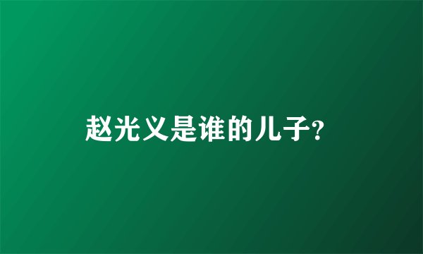 赵光义是谁的儿子?
