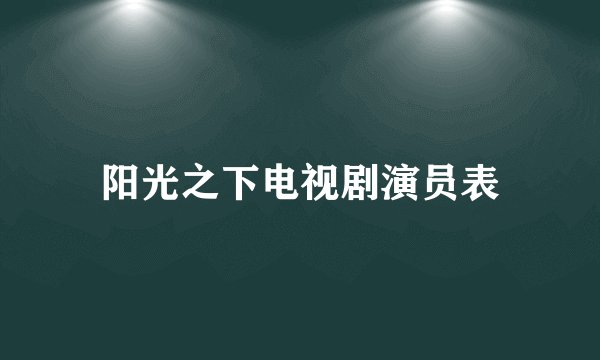 阳光之下电视剧演员表
