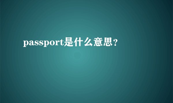 passport是什么意思？