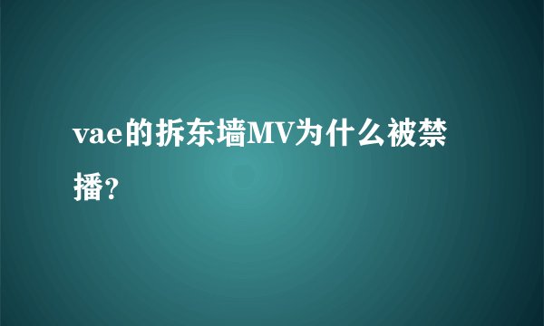 vae的拆东墙MV为什么被禁播？