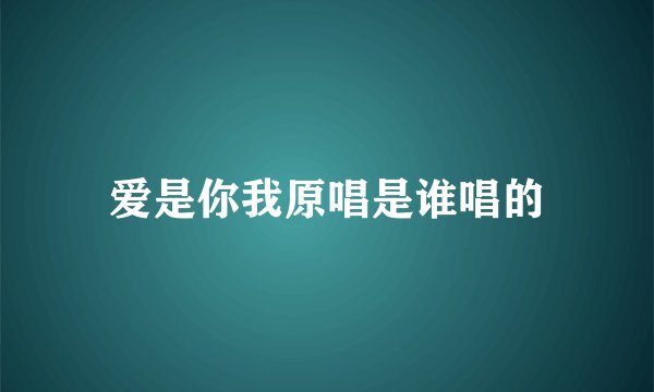 爱是你我原唱是谁唱的