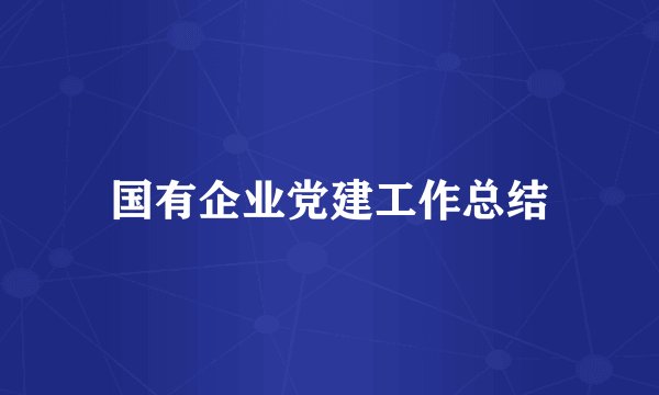 国有企业党建工作总结