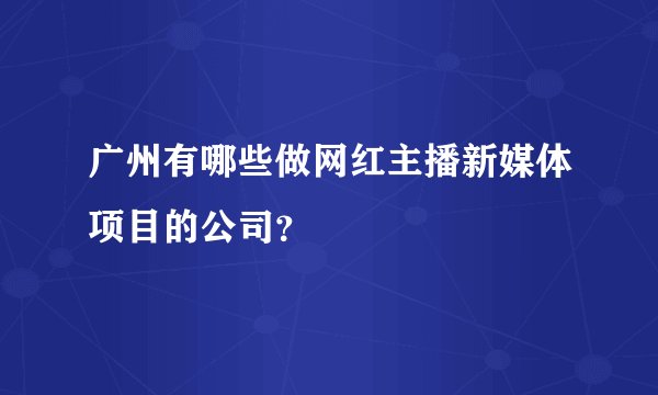广州有哪些做网红主播新媒体项目的公司？