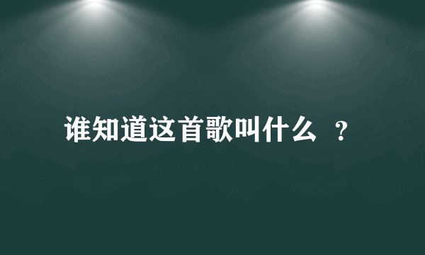 谁知道这首歌叫什么  ？