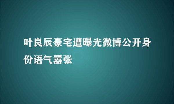 叶良辰豪宅遭曝光微博公开身份语气嚣张