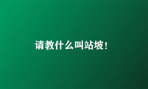 请教什么叫站坡!