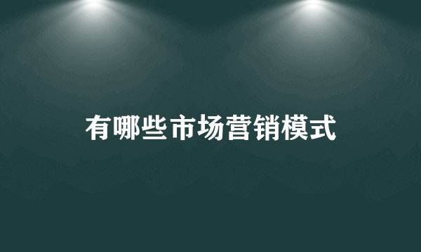 有哪些市场营销模式