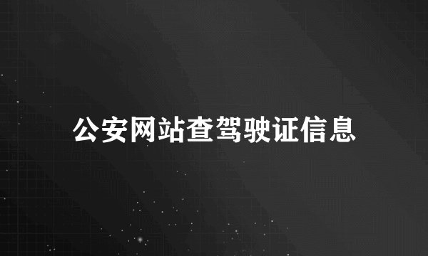 公安网站查驾驶证信息
