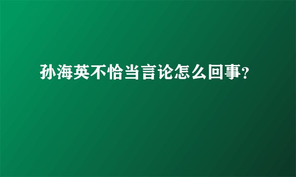 孙海英不恰当言论怎么回事？
