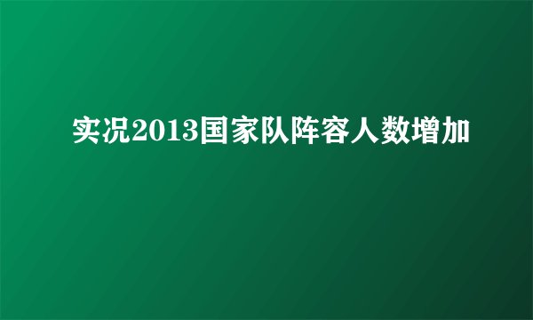 实况2013国家队阵容人数增加