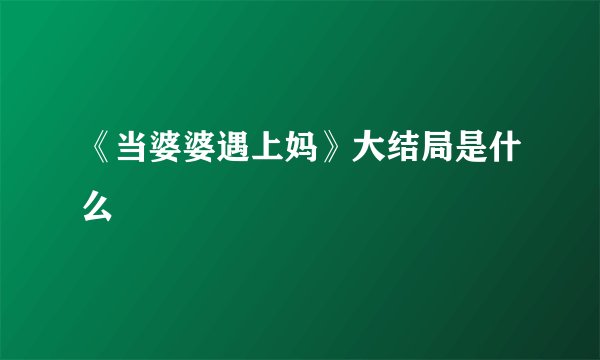 《当婆婆遇上妈》大结局是什么