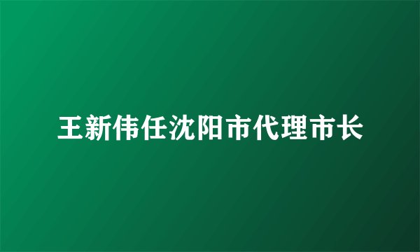王新伟任沈阳市代理市长