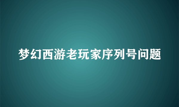 梦幻西游老玩家序列号问题